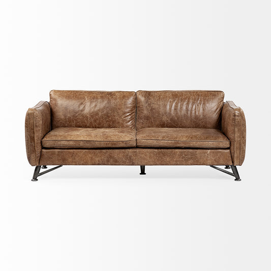 Mercana - Cobain I 84" Brown Leather Two Seater Sofa - 67680 view 2
