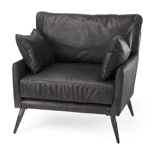 Mercana - Cochrane 34.5L x 33.0W x 32.5H Black Leather Wrapped Chair - 69626 view 1