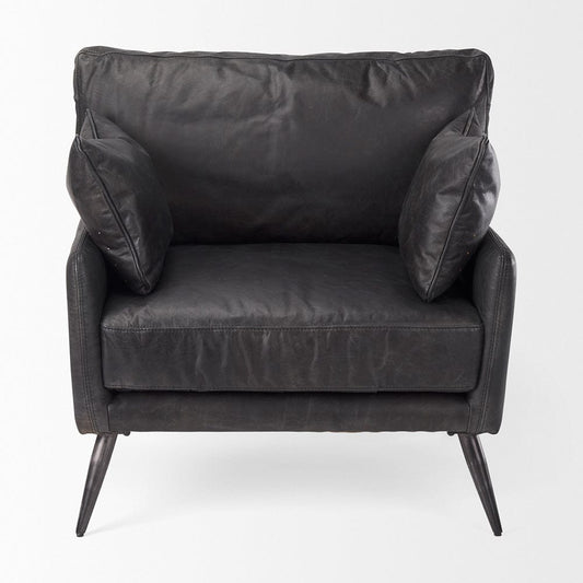 Mercana - Cochrane 34.5L x 33.0W x 32.5H Black Leather Wrapped Chair - 69626 view 2