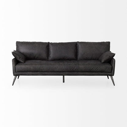 Mercana - Cochrane 82L x 33W x 32.3 Black Leather Three Seater Sofa - 69448 view 2
