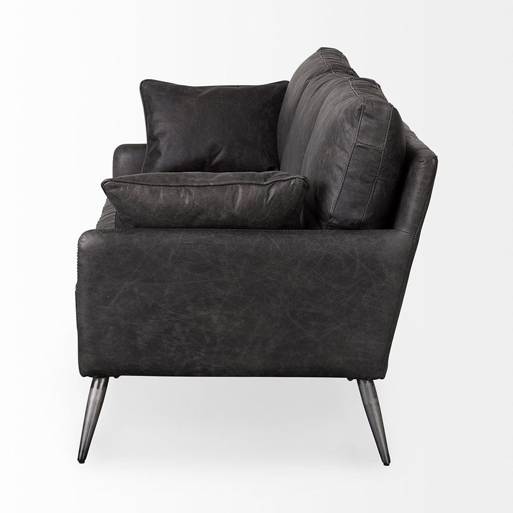 Mercana - Cochrane 82L x 33W x 32.3 Black Leather Three Seater Sofa - 69448 view 3