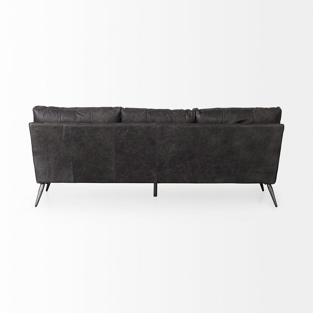 Mercana - Cochrane 82L x 33W x 32.3 Black Leather Three Seater Sofa - 69448 view 4