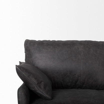 Mercana - Cochrane 82L x 33W x 32.3 Black Leather Three Seater Sofa - 69448 view 5