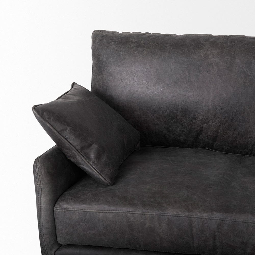 Mercana - Cochrane 82L x 33W x 32.3 Black Leather Three Seater Sofa - 69448 view 6