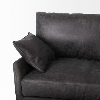Mercana - Cochrane 82L x 33W x 32.3 Black Leather Three Seater Sofa - 69448 view 6
