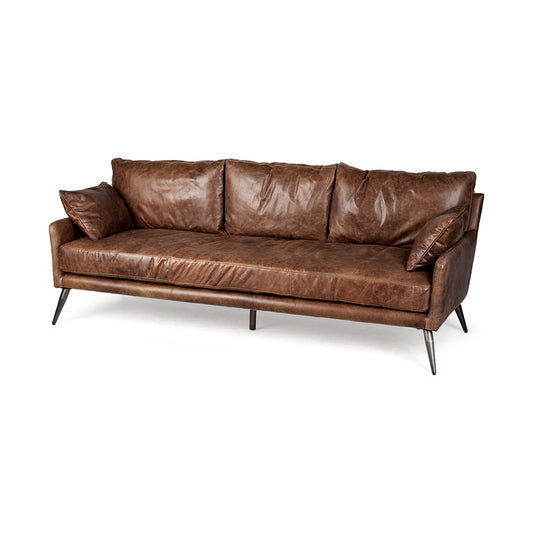 Mercana - Cochrane II 82L x 33W x 32.25H Brown Leather Three Seater Sofa - 67936 view 1