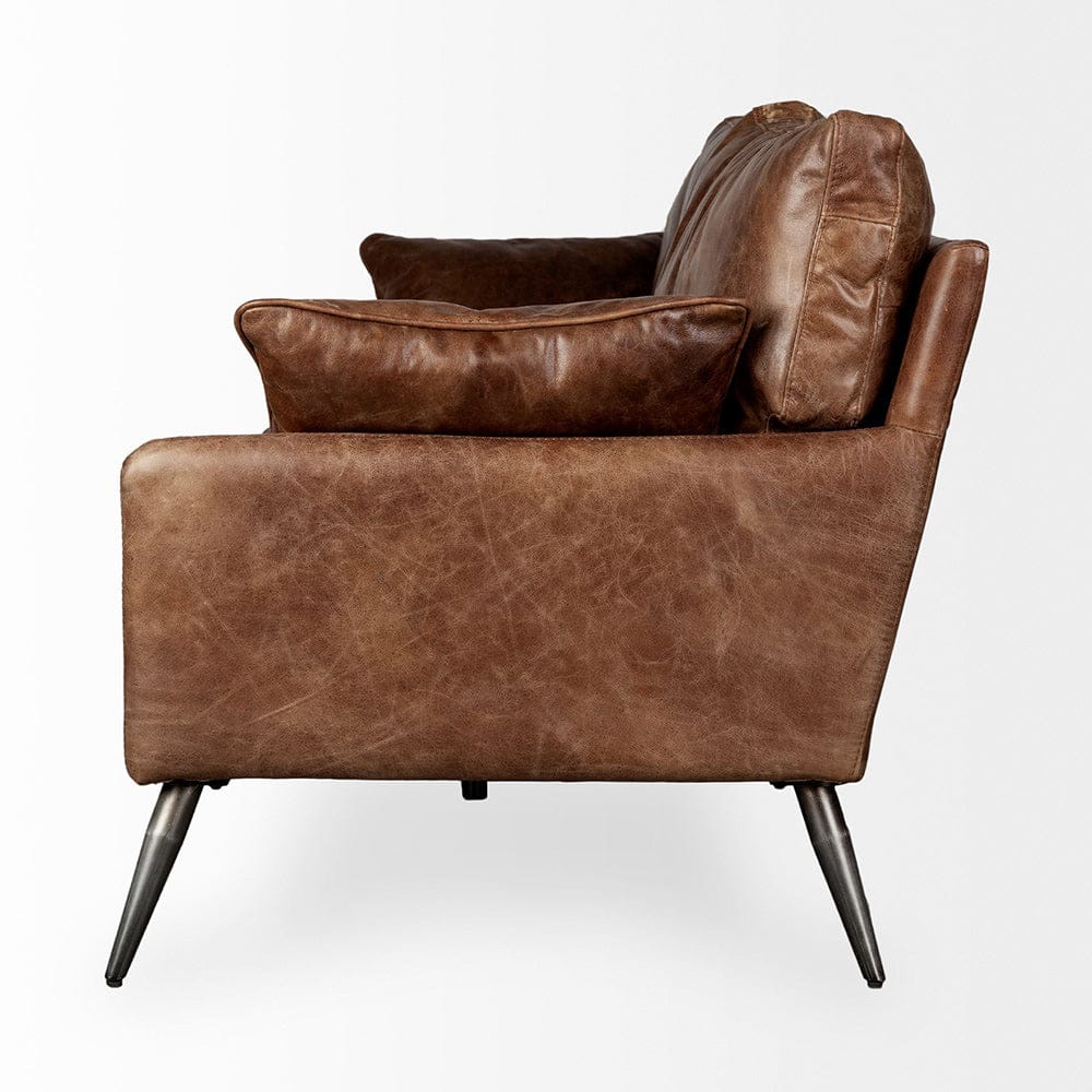 Mercana - Cochrane II 82L x 33W x 32.25H Brown Leather Three Seater Sofa - 67936 view 5