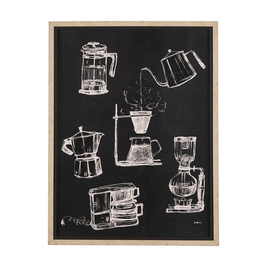 Mercana - Coffee Maker Study by Mercana Studio a Hand Embellished Textured Framed Art Print Matted under Glass - 14692 view 1