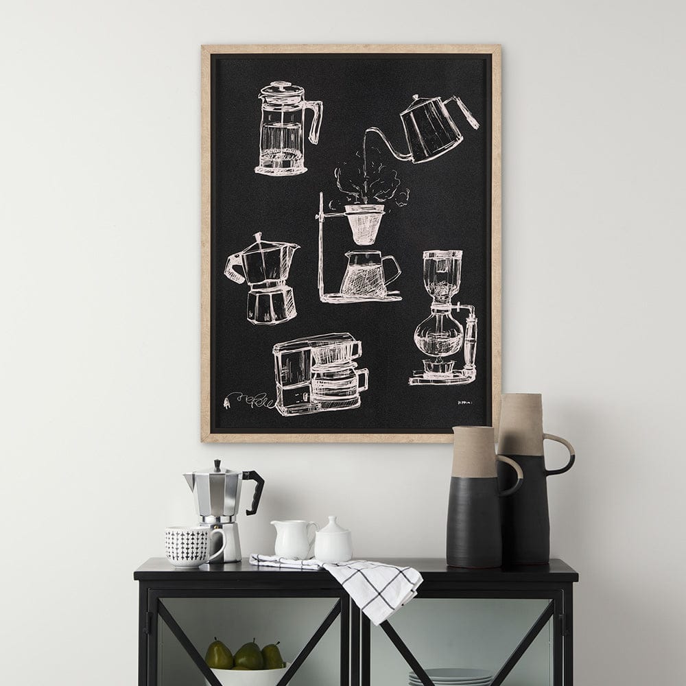 Mercana - Coffee Maker Study by Mercana Studio a Hand Embellished Textured Framed Art Print Matted under Glass - 14692 view 8
