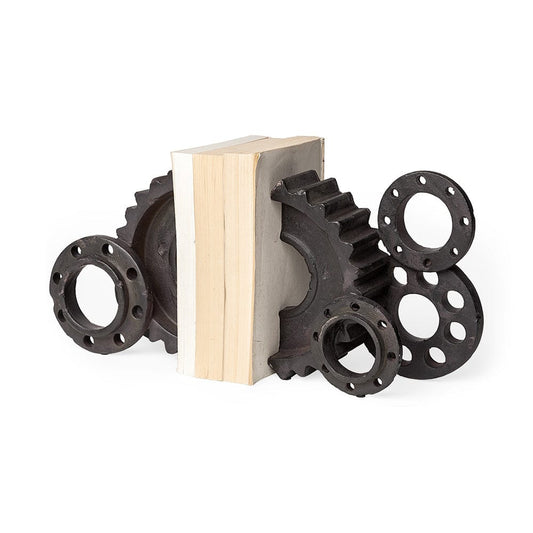 Mercana - Cogsworth 14L x 4W Brown Resin Industrial Gear Bookends (Set of 2) - 67648 view 1