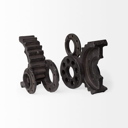 Mercana - Cogsworth 14L x 4W Brown Resin Industrial Gear Bookends (Set of 2) - 67648 view 2