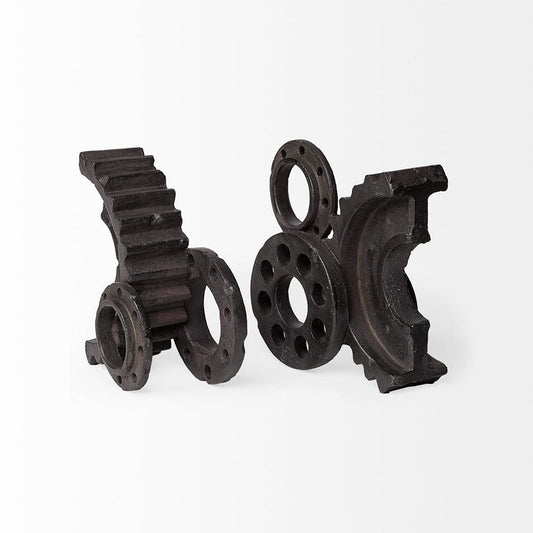 Mercana - Cogsworth 14L x 4W Brown Resin Industrial Gear Bookends (Set of 2) - 67648 view 2