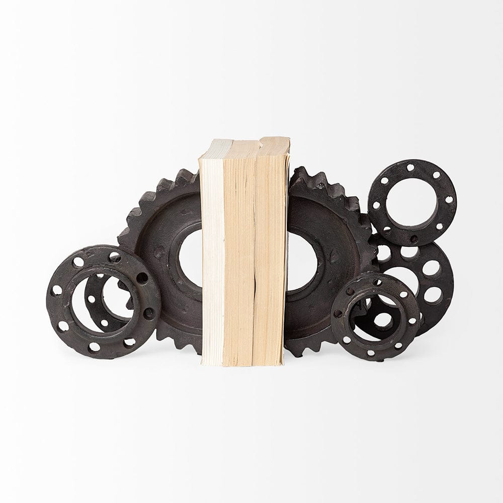 Mercana - Cogsworth 14L x 4W Brown Resin Industrial Gear Bookends (Set of 2) - 67648 view 4