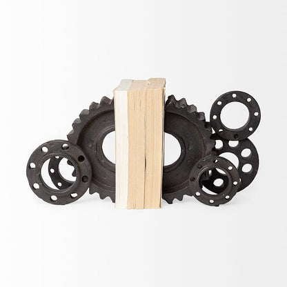 Mercana - Cogsworth 14L x 4W Brown Resin Industrial Gear Bookends (Set of 2) - 67648 view 4