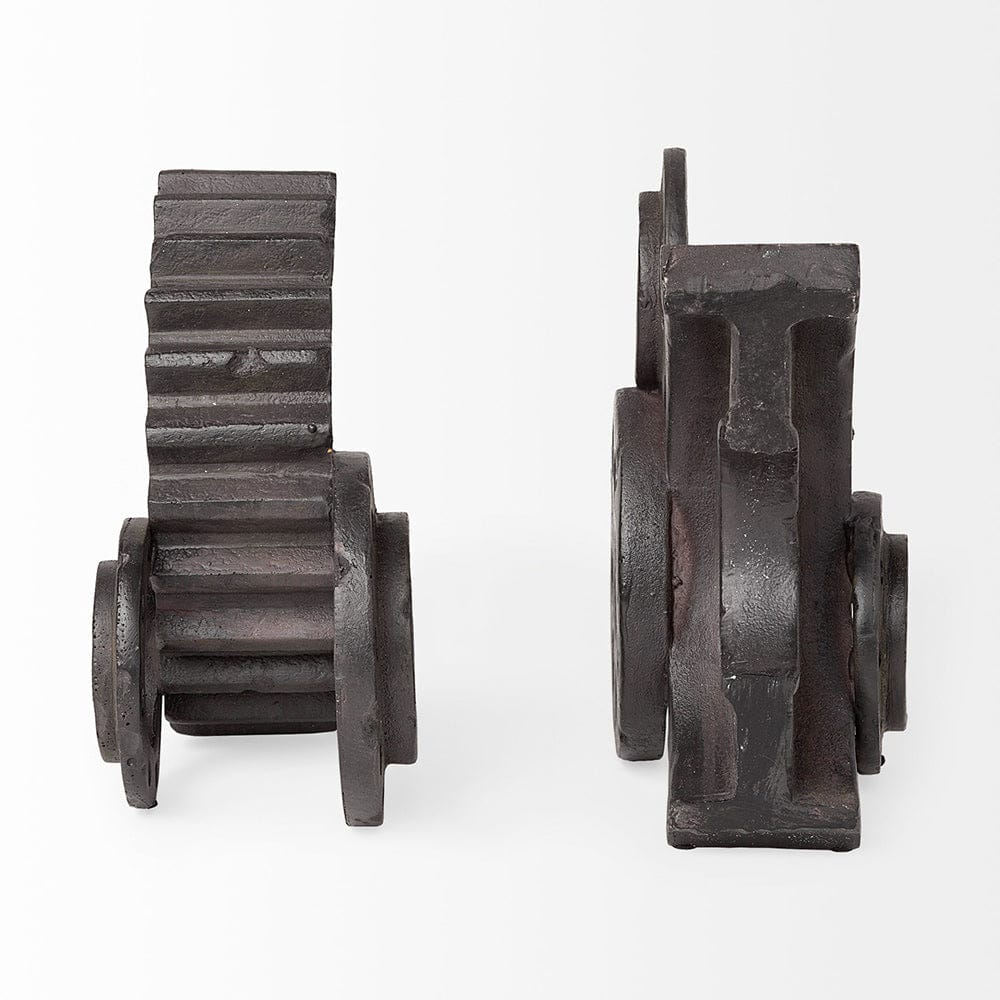 Mercana - Cogsworth 14L x 4W Brown Resin Industrial Gear Bookends (Set of 2) - 67648 view 5