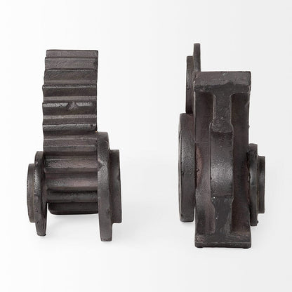 Mercana - Cogsworth 14L x 4W Brown Resin Industrial Gear Bookends (Set of 2) - 67648 view 5