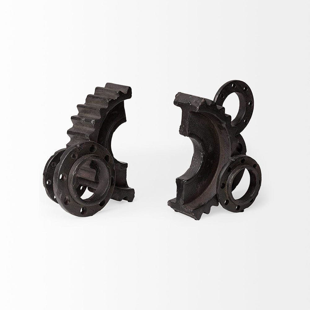 Mercana - Cogsworth 14L x 4W Brown Resin Industrial Gear Bookends (Set of 2) - 67648 view 6