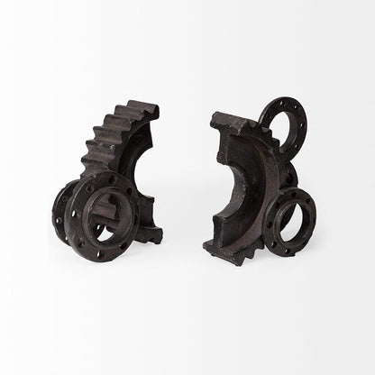 Mercana - Cogsworth 14L x 4W Brown Resin Industrial Gear Bookends (Set of 2) - 67648 view 6