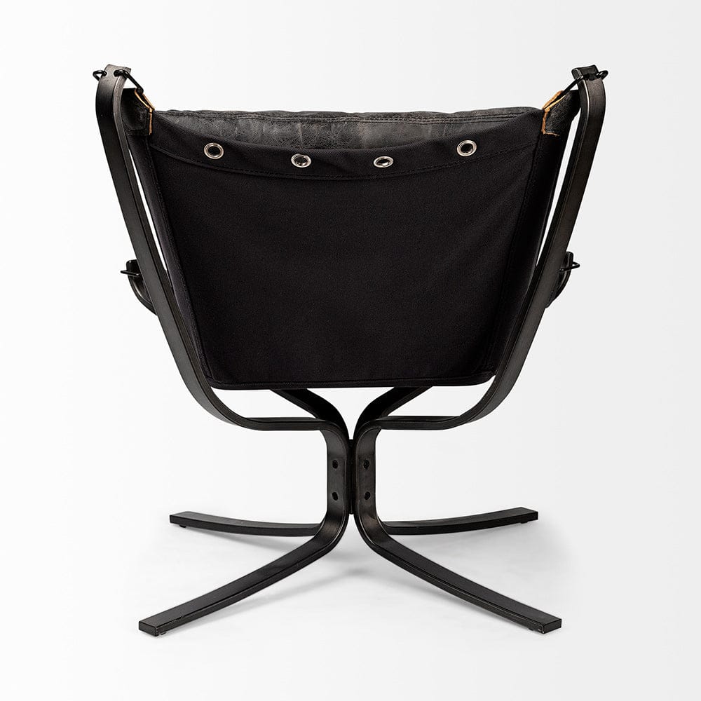 Mercana - Colarado Black Leather Cushions w/ Black Metal Frame Sling-Style Accent Chair - 67937 view 2