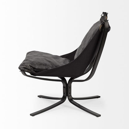 Mercana - Colarado Black Leather Cushions w/ Black Metal Frame Sling-Style Accent Chair - 67937 view 3