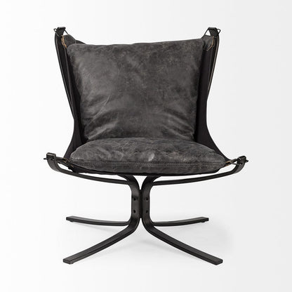 Mercana - Colarado Black Leather Cushions w/ Black Metal Frame Sling-Style Accent Chair - 67937 view 4
