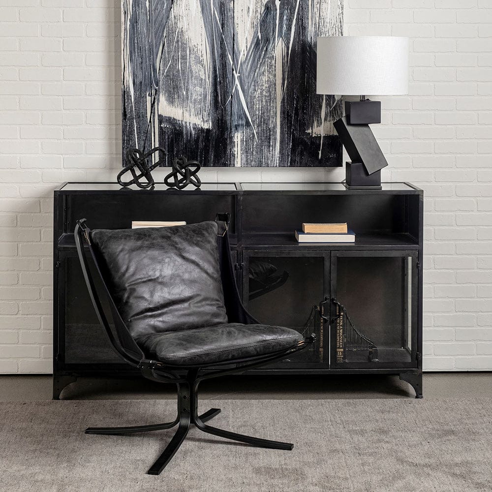 Mercana - Colarado Black Leather Cushions w/ Black Metal Frame Sling-Style Accent Chair - 67937 view 5
