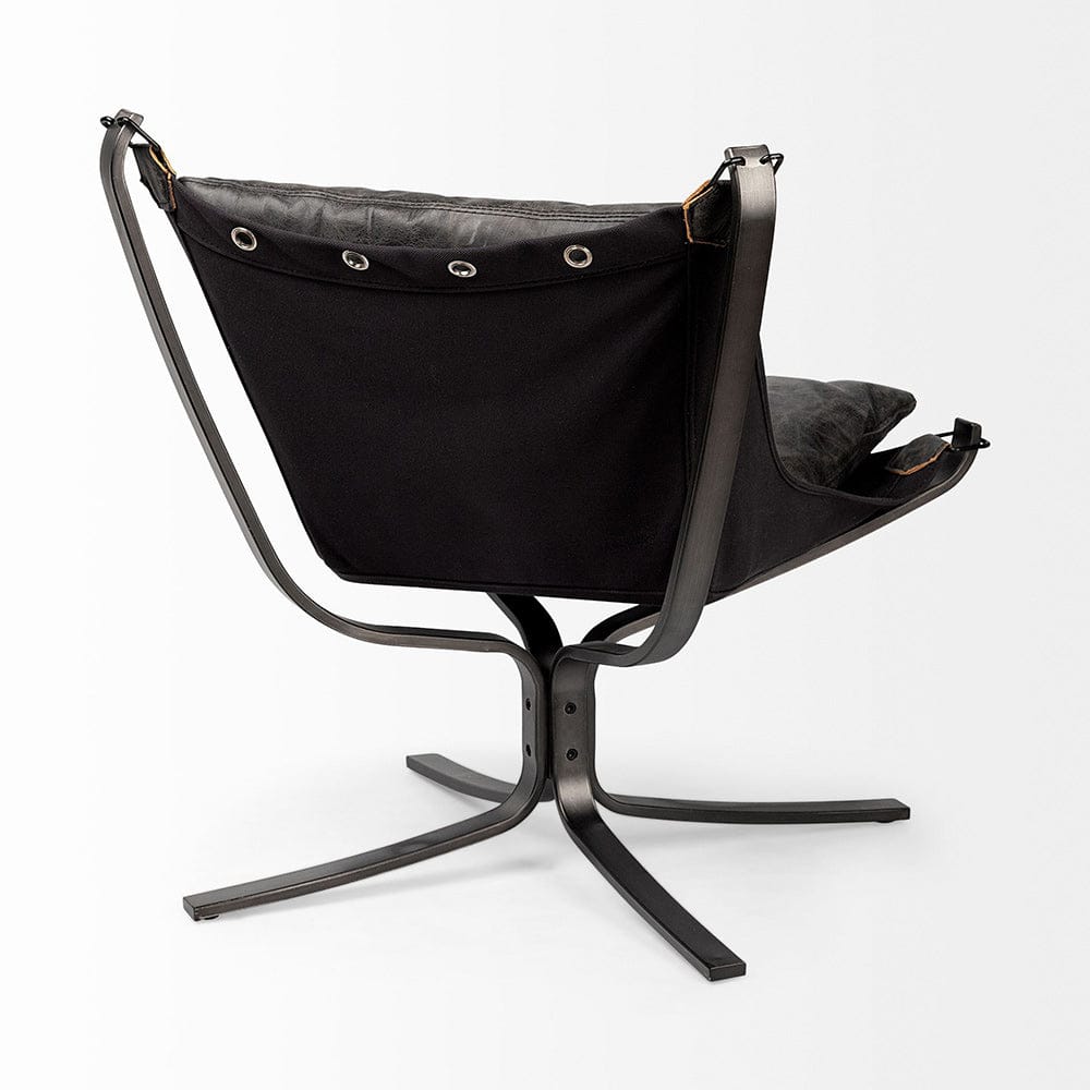 Mercana - Colarado Black Leather Cushions w/ Black Metal Frame Sling-Style Accent Chair - 67937 view 7