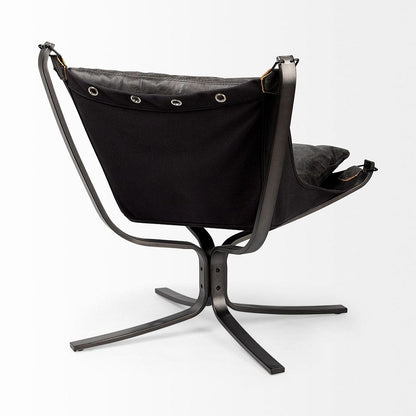 Mercana - Colarado Black Leather Cushions w/ Black Metal Frame Sling-Style Accent Chair - 67937 view 7