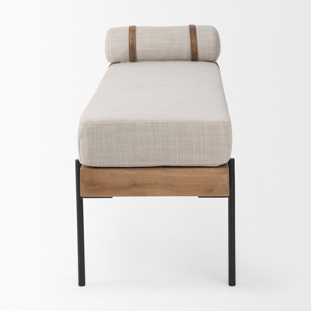 Mercana - Colburne Cream Fabric w/Brown Wood Bench - 70039 view 3