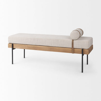 Mercana - Colburne Cream Fabric w/Brown Wood Bench - 70039 view 5
