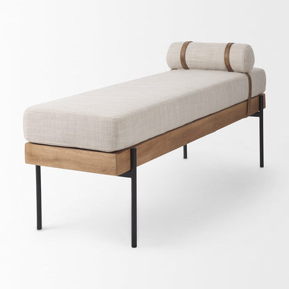 Mercana - Colburne Cream Fabric w/Brown Wood Bench - 70039 view 6