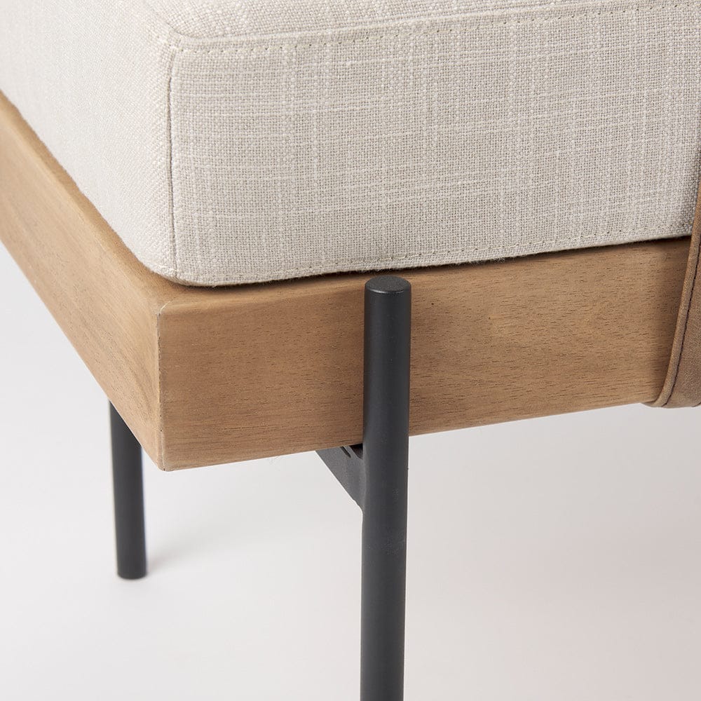 Mercana - Colburne Cream Fabric w/Brown Wood Bench - 70039 view 8