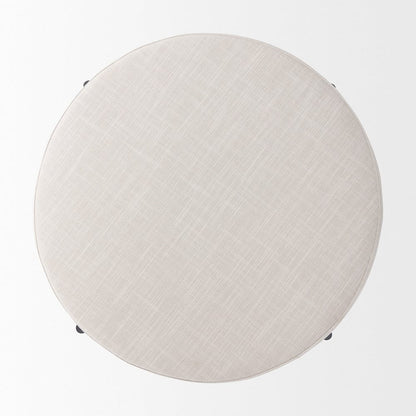 Mercana - Colburne Cream Fabric w/ Brown Wood Round Ottoman - 70040_CLOSEOUT view 4