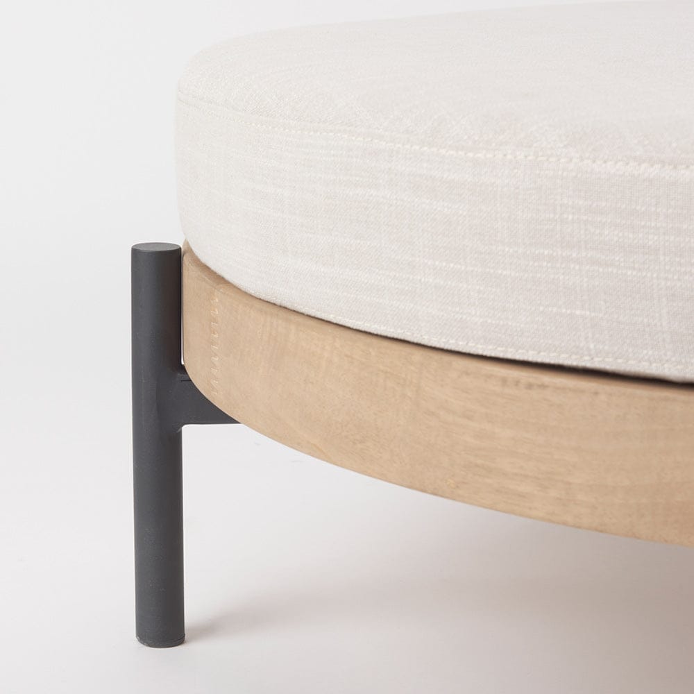 Mercana - Colburne Cream Fabric w/ Brown Wood Round Ottoman - 70040_CLOSEOUT view 5