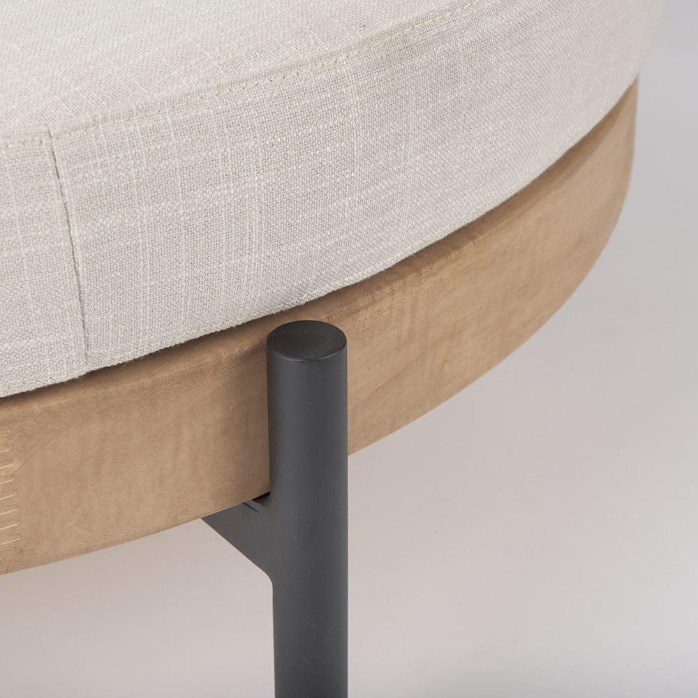 Mercana - Colburne Cream Fabric w/ Brown Wood Round Ottoman - 70040_CLOSEOUT view 7