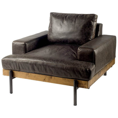 Mercana - Colburne I Brown Leather Body Wood/Iron Frame Club Chair - 67086 view 1