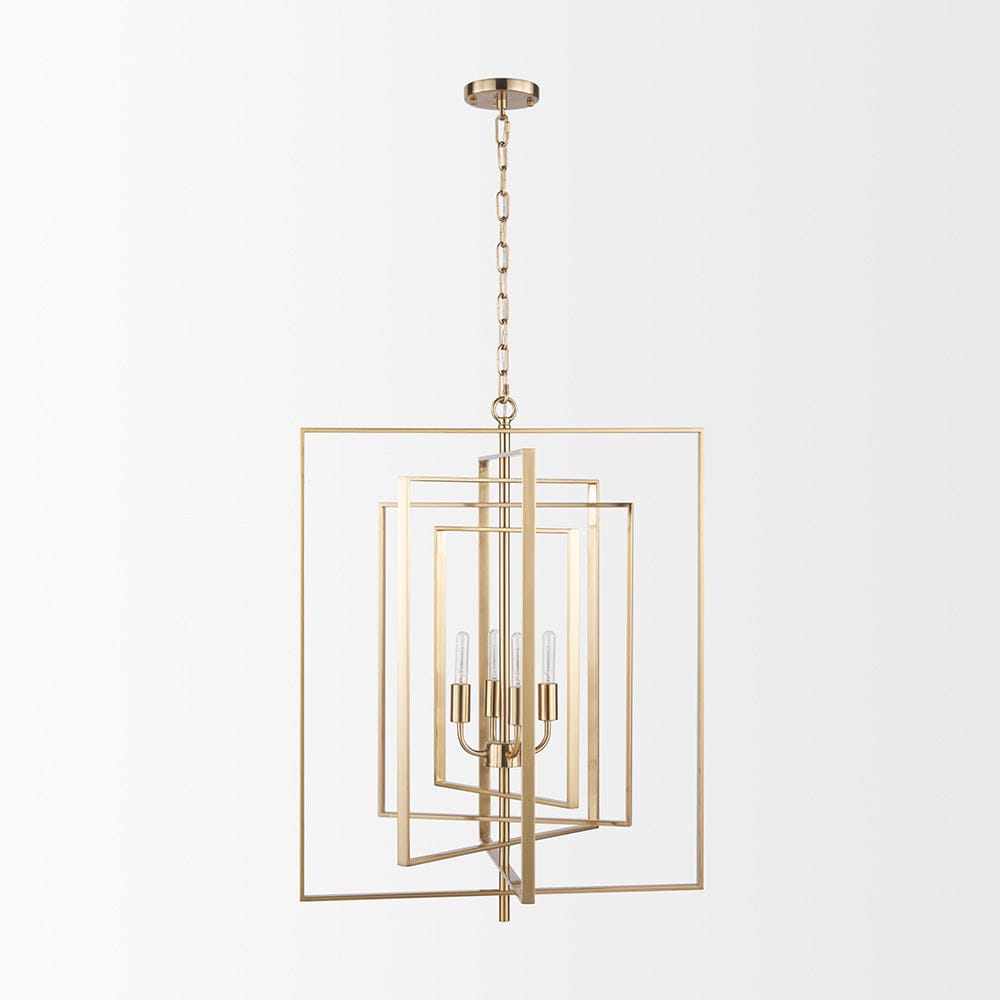Mercana - Colleen Antiqued Gold Metal 4-Light Chandelier - 70448 view 2