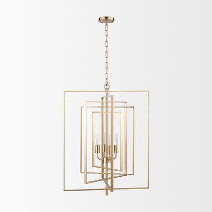 Mercana - Colleen Antiqued Gold Metal 4-Light Chandelier - 70448 view 2