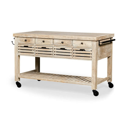 Mercana - Columbia 62L x 28W x 36H I Light Brown Body w/ Black Iron Knobs Rolling Kitchen Island - 50349 view 1