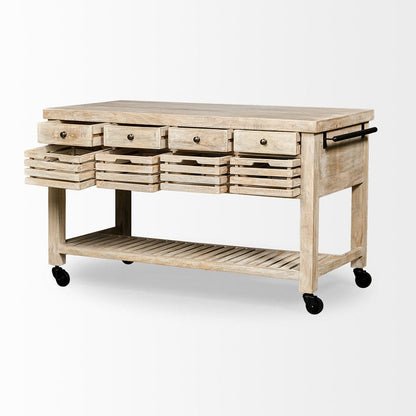 Mercana - Columbia 62L x 28W x 36H I Light Brown Body w/ Black Iron Knobs Rolling Kitchen Island - 50349 view 2