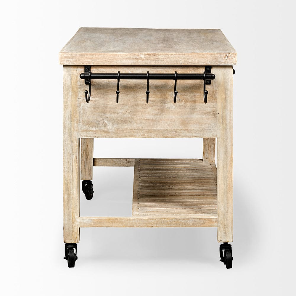 Mercana - Columbia 62L x 28W x 36H I Light Brown Body w/ Black Iron Knobs Rolling Kitchen Island - 50349 view 4