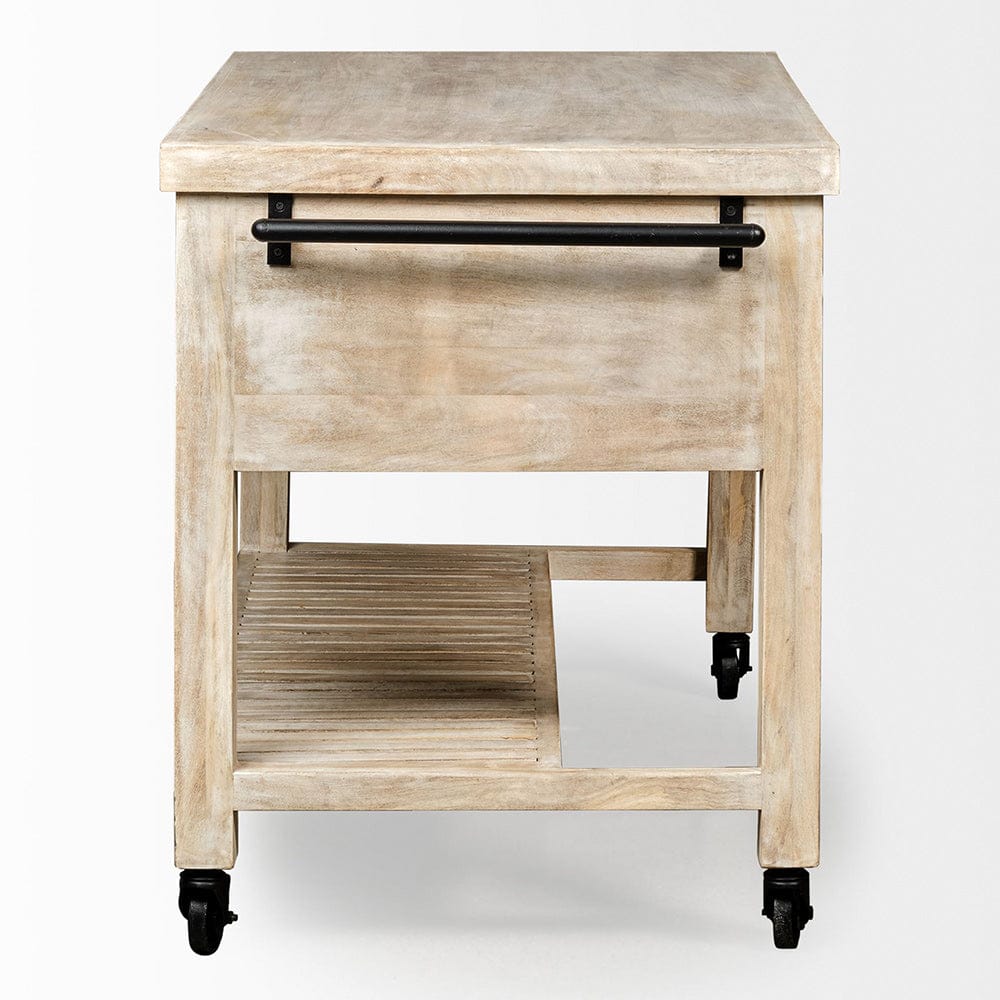 Mercana - Columbia 62L x 28W x 36H I Light Brown Body w/ Black Iron Knobs Rolling Kitchen Island - 50349 view 6