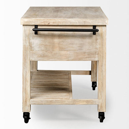 Mercana - Columbia 62L x 28W x 36H I Light Brown Body w/ Black Iron Knobs Rolling Kitchen Island - 50349 view 6