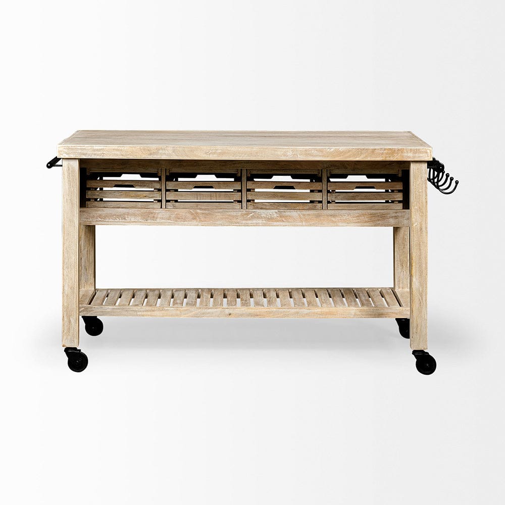 Mercana - Columbia 62L x 28W x 36H I Light Brown Body w/ Black Iron Knobs Rolling Kitchen Island - 50349 view 10