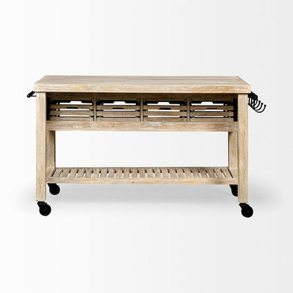 Mercana - Columbia 62L x 28W x 36H I Light Brown Body w/ Black Iron Knobs Rolling Kitchen Island - 50349 view 10
