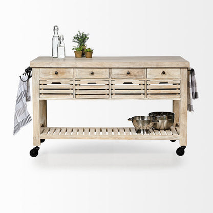 Mercana - Columbia 62L x 28W x 36H I Light Brown Body w/ Black Iron Knobs Rolling Kitchen Island - 50349 view 13