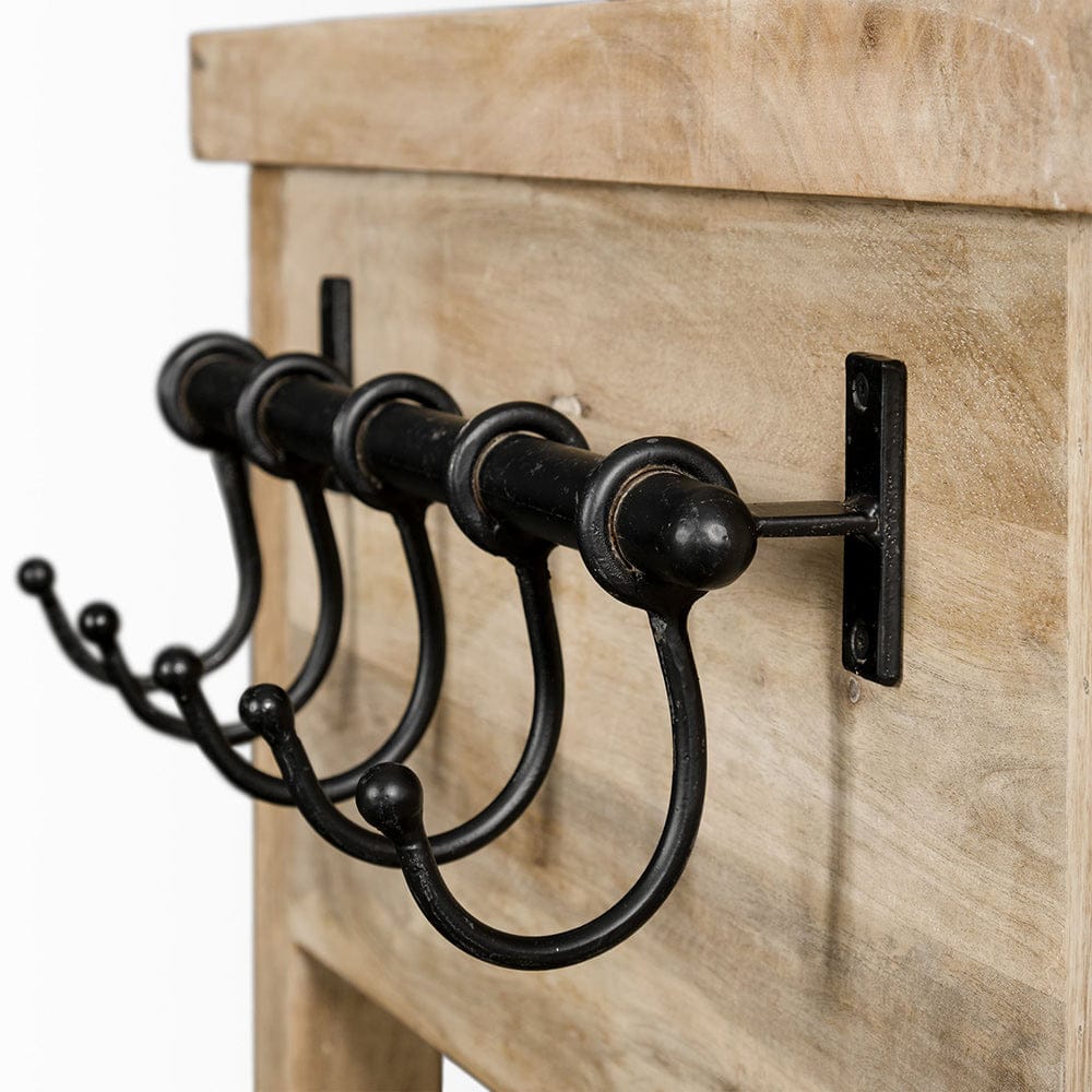 Mercana - Columbia II Light Brown Base with Black Iron Knobs Rolling Kitchen Island - 67690_CLOSEOUT view 5