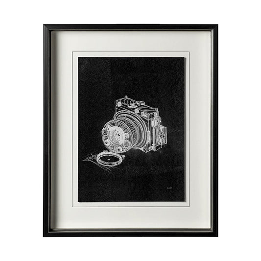 Mercana - Compass Camera I by Alarm a Hand Embellished Textured Framed Art Print Matted under Glass - 12778 view 1
