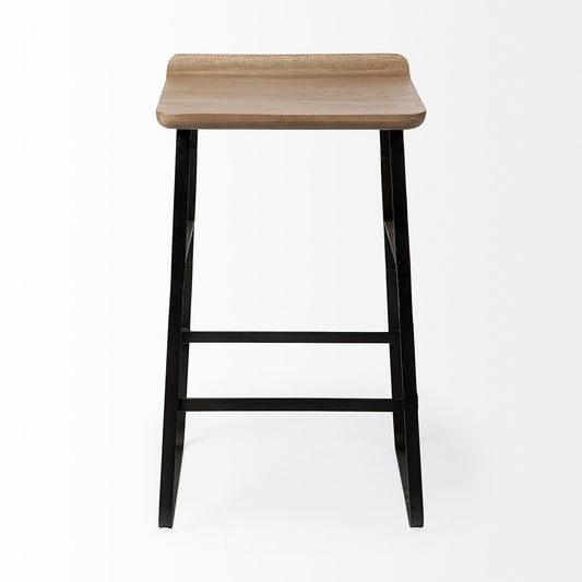 Mercana - Conan 25" Seat Height Brown Wood Seat Black Metal Frame Counter Stool - 69008_CLOSEOUT view 2