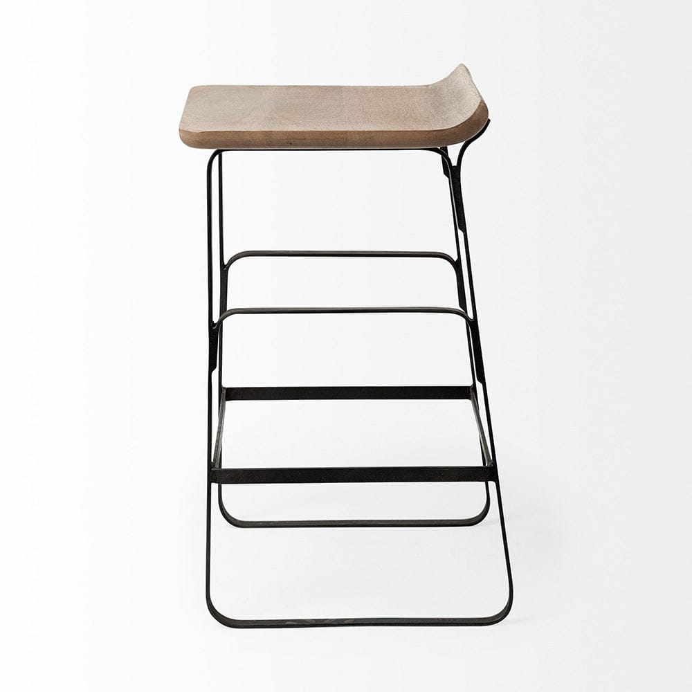 Mercana - Conan 25" Seat Height Brown Wood Seat Black Metal Frame Counter Stool - 69008_CLOSEOUT view 3